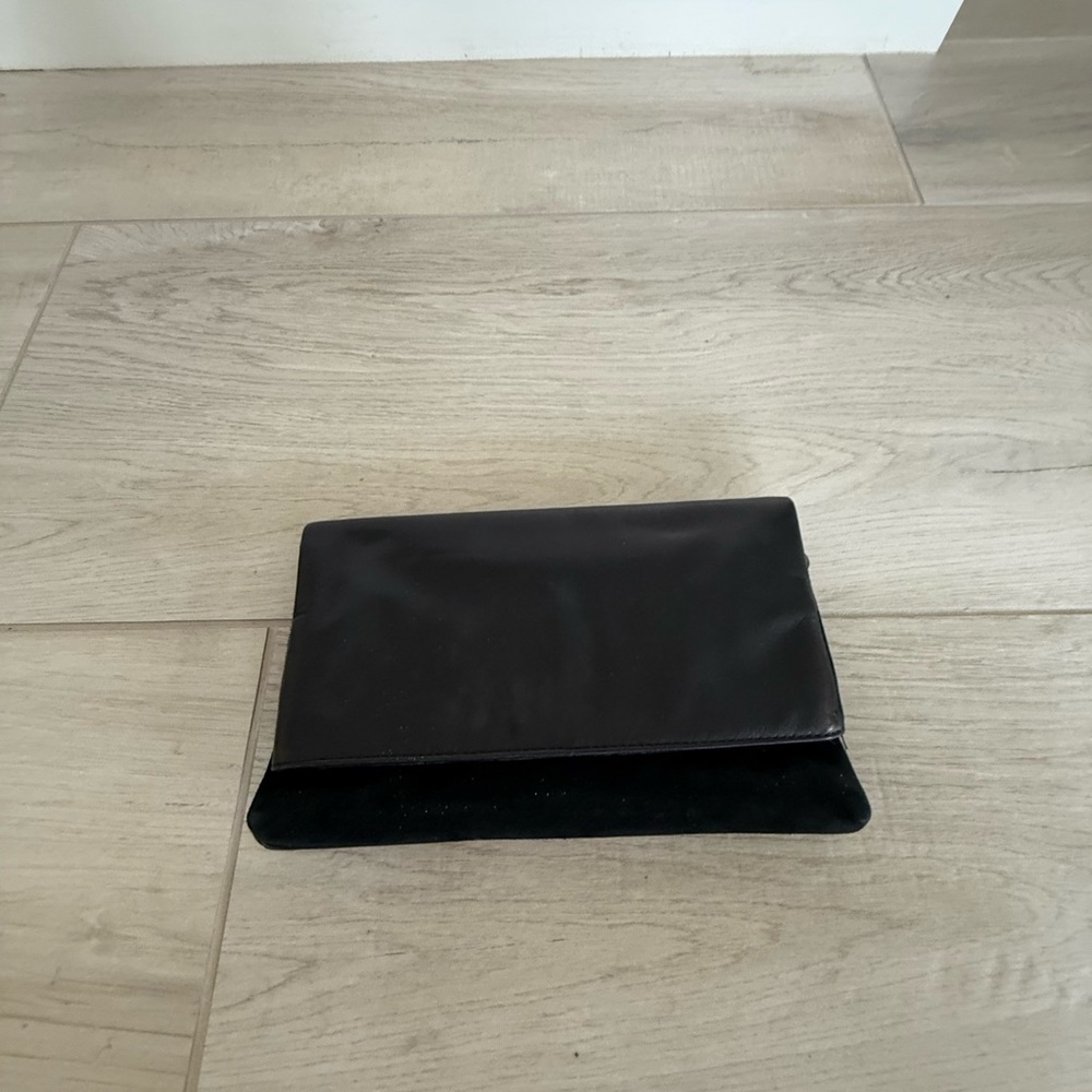 Black Suede and Leather Clutch